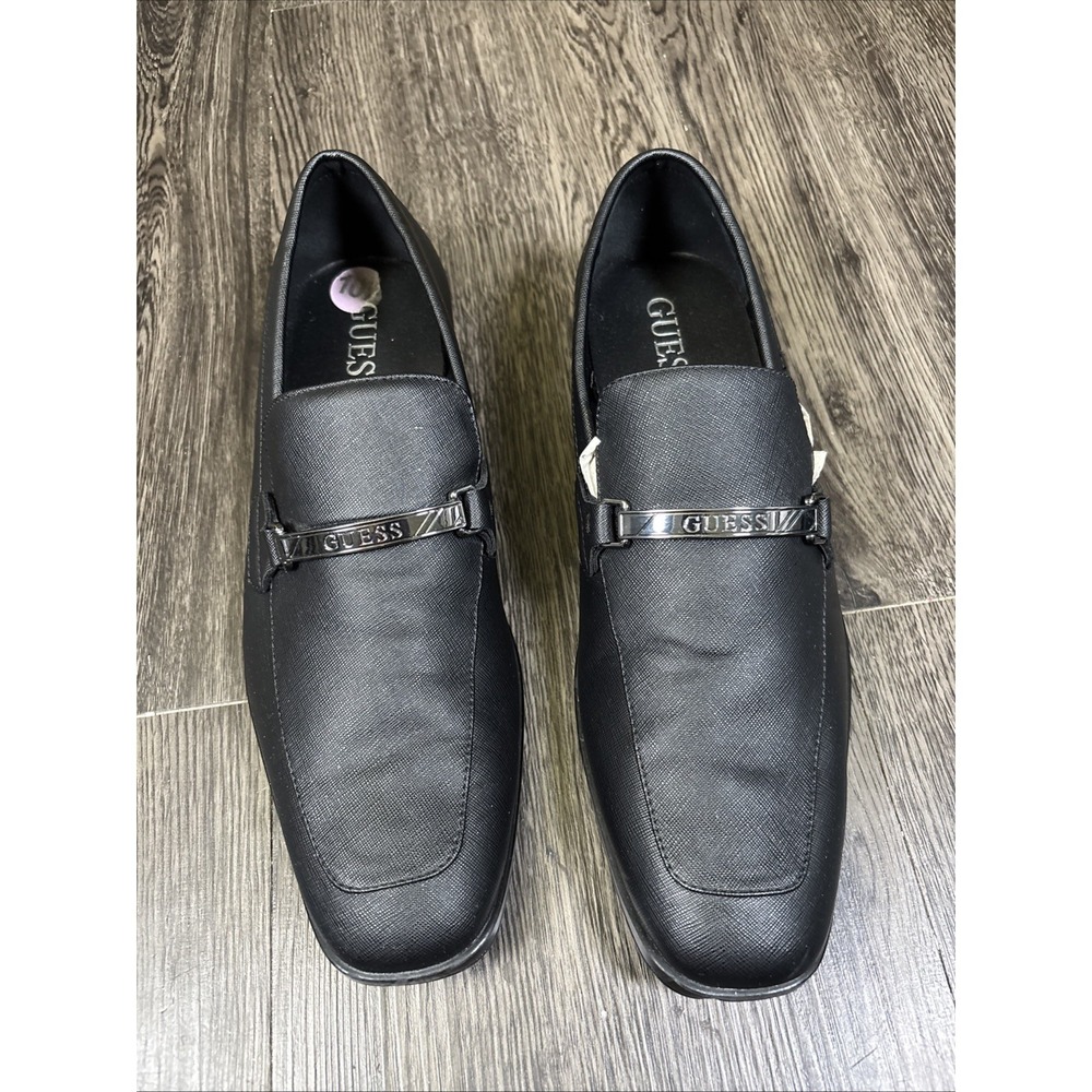 Guess Slip On Loafers Men's 10.5 Black Square Toe Dress Shoes